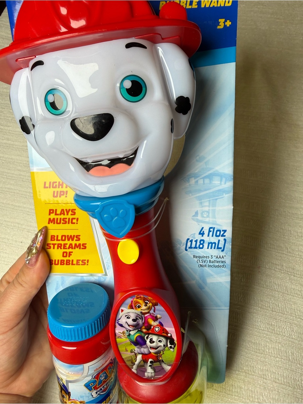 Plush Dalmatian Bubble Wand Toy - Red, White, Blue